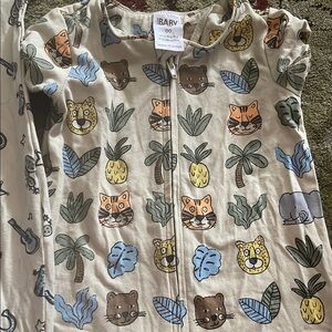 Cute Baby Onesie with Animal and Leaf Print